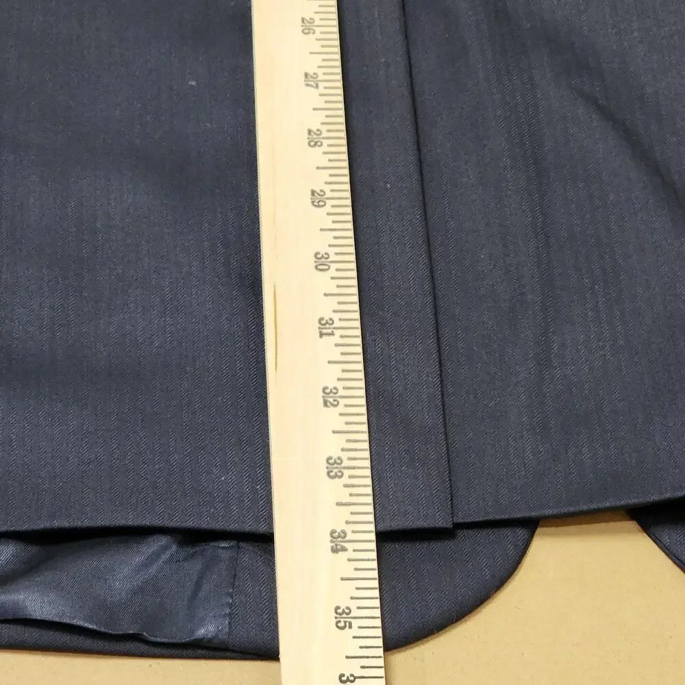 Stafford Suit Jacket Mens 50L Navy Herringbone Wool SuperSuit Two Button Blazer